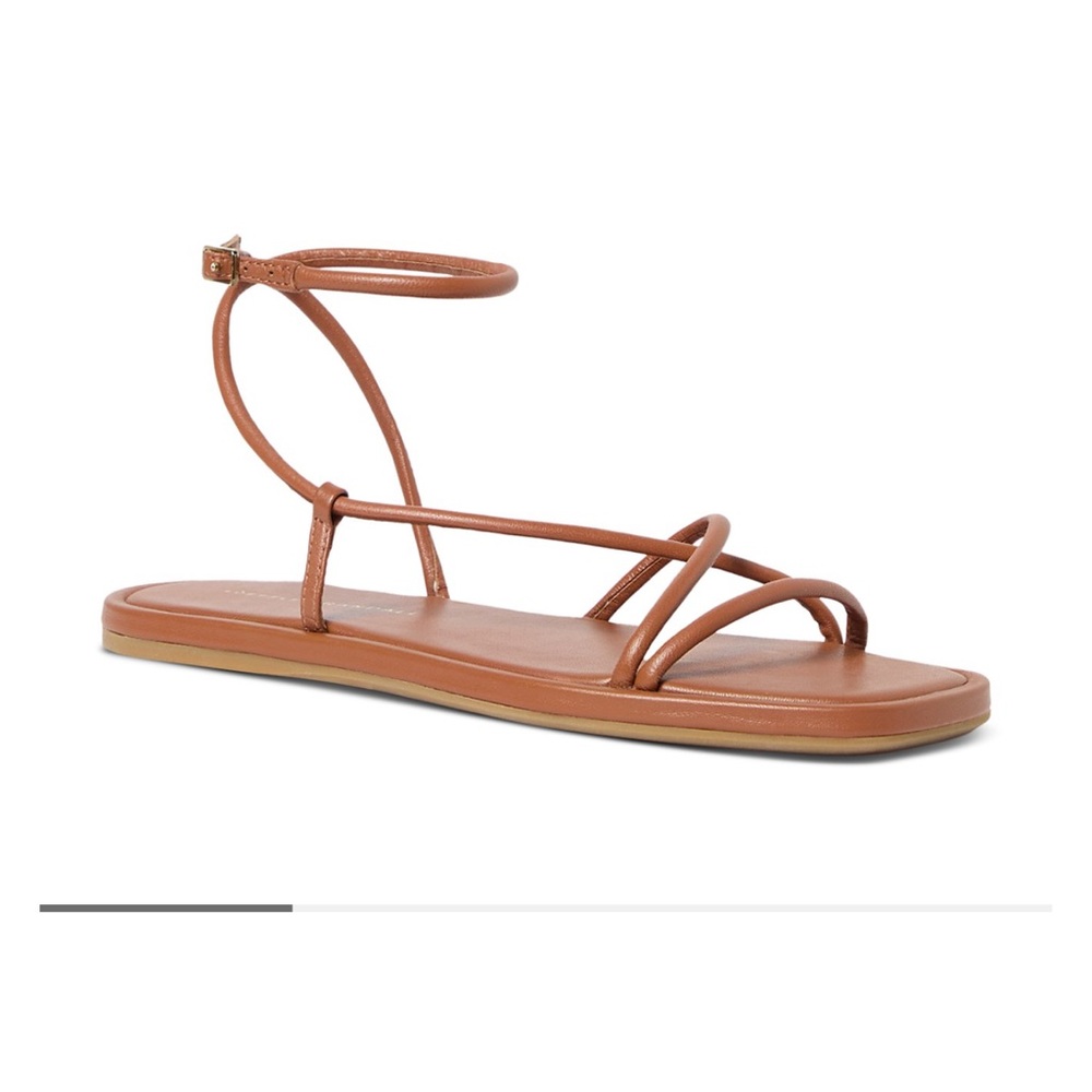 Loeffler Randall Noor Strappy Sandal size 7.5 Timber Tan Saddle Cognac Leather